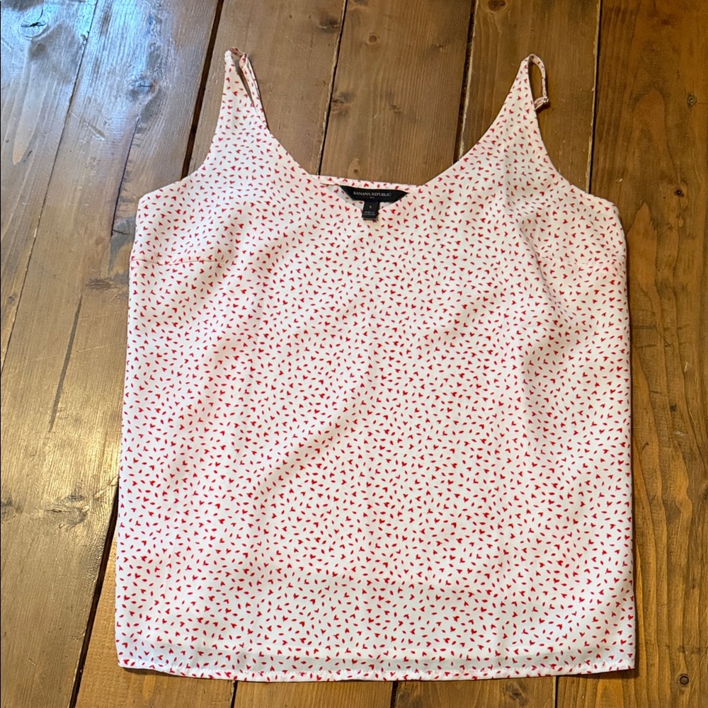 Banana Republic Camisole with Red Pattern on White